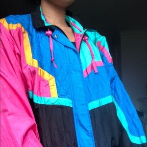 neon colorblock vintage windbreaker
